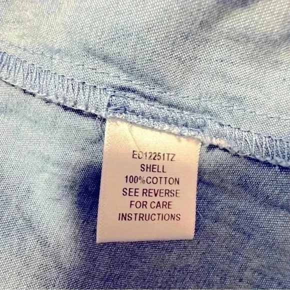 En Creme Blue Chambray Sleeveless Tunic Top Embroidered Mini Dress Size S - Picture 5 of 11